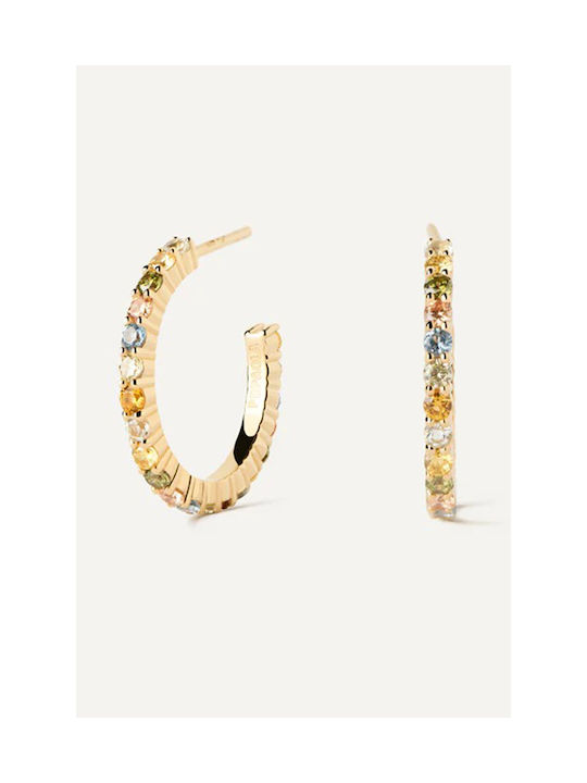 Kritsimis Earrings Hoops made of Silver Gold Plated with Stones