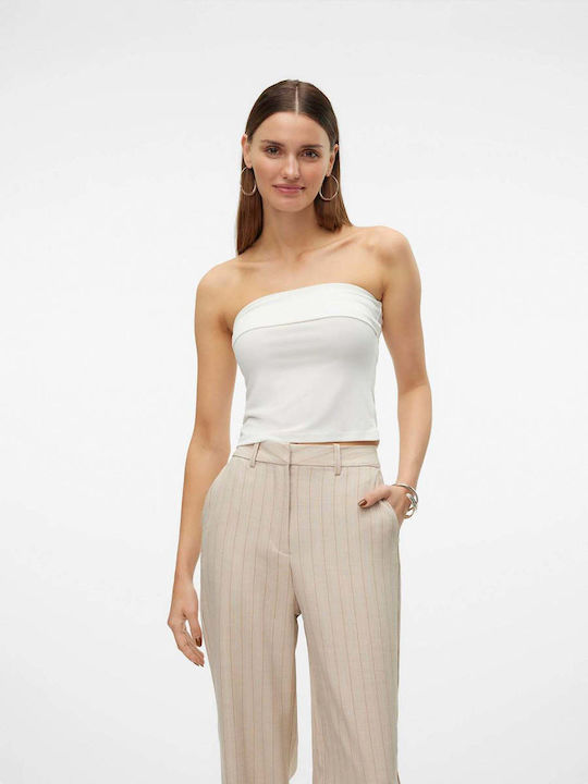 Vero Moda Γυναικεία Μπλούζα Strapless Εκρού