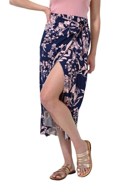 Maxi Rock Umschlag Blumen Blue