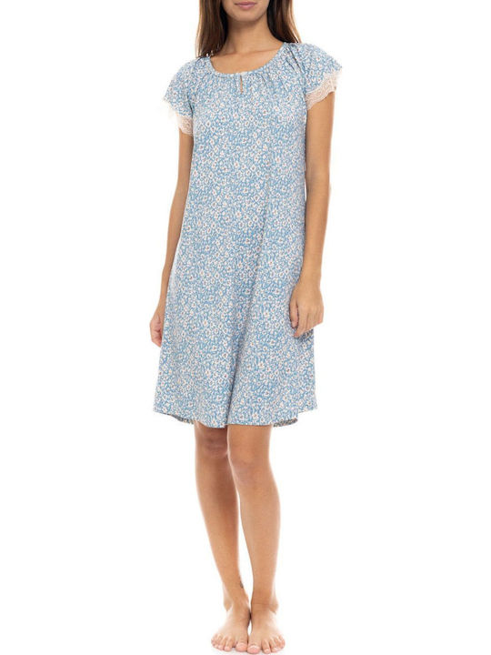 Pink Label Sommer Damen Nachthemd Blue
