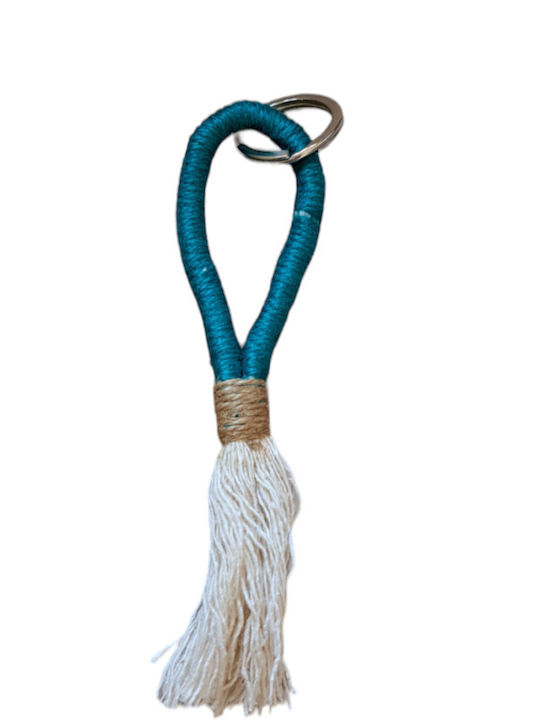 Breloc grecesc handmade din macrame albastru, 13cm