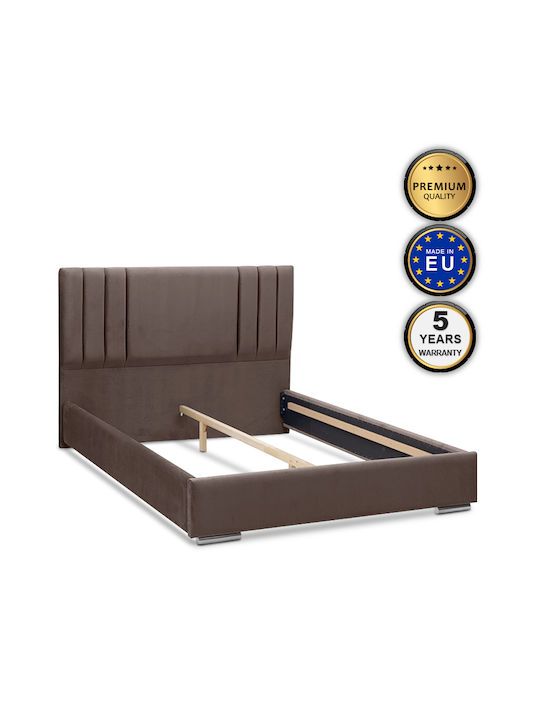 Figaro Κρεβάτι Υπέρδιπλο Επενδυμένο με Ύφασμα Καφέ για Στρώμα 160x200cm