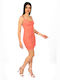 Draped Spaghetti Strap Dress with Ruching 200039 Orange