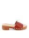 Mules with Chunky Low Heel in Brown Color