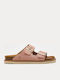 Leder Flache Sandalen für Damen Anatomisch in Rosa Farbe