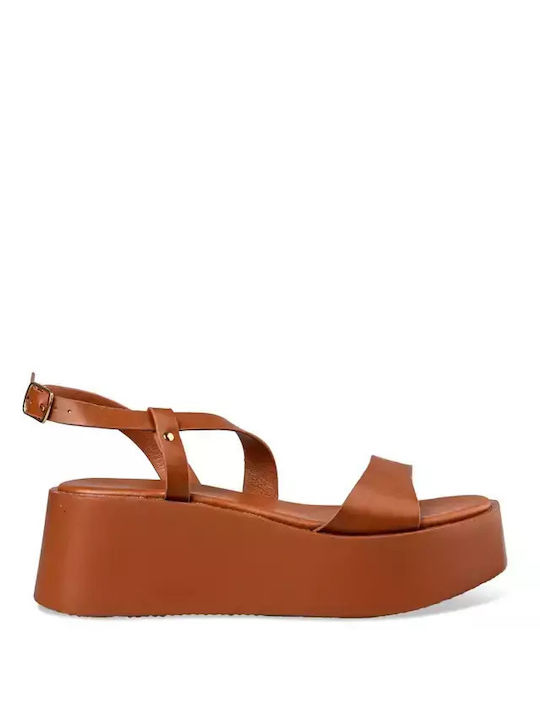 Envie Shoes Damen Flache Sandalen Flatforms in Braun Farbe