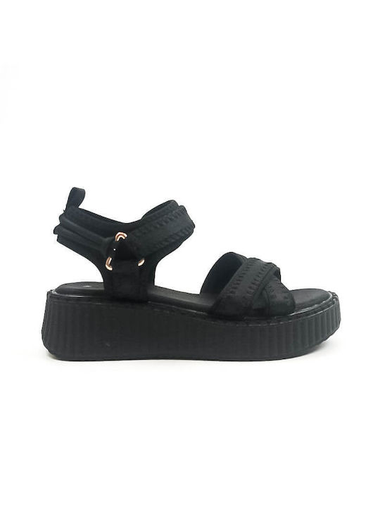 Alta Moda Damen Flache Sandalen Flatforms in Schwarz Farbe