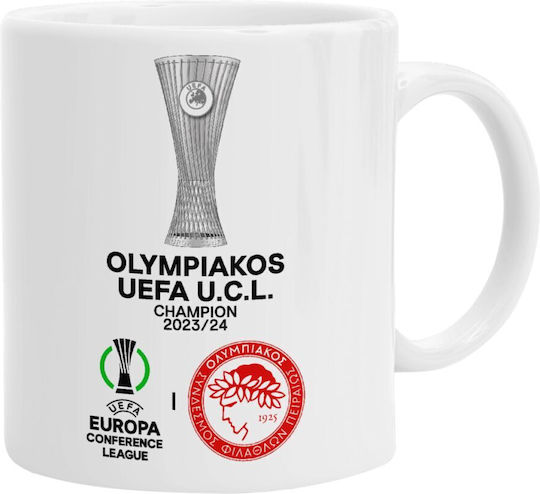 Koupakoupa Olympiacos Uefa Europa Conference League Champion 2023/24 Κούπα Κεραμική Λευκή 330ml