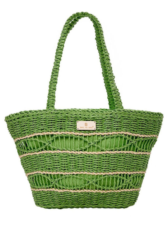 Bag to Bag Ψάθινη Γυναικεία Τσάντα Ώμου Ανοιχτό Πράσινο