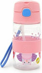 Oops Kids Water Bottle Plastic with Straw Pink 400ml