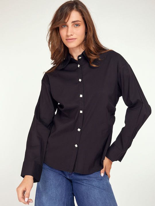 MyCesare Women's Long Sleeve Shirt Black