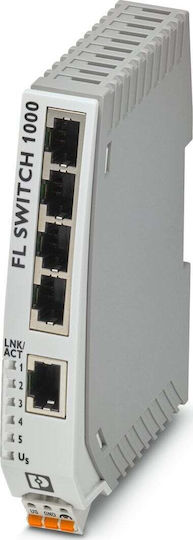 Phoenix Contact Contact FL SWITCH 1105N Managed Switch with 5 Gigabit (1Gbps) Ethernet Ports