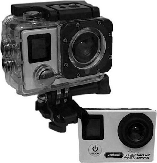 Andowl Qy07k Action Camera 4K Ultra HD Υποβρύχια (με Θήκη) και Wi-Fi Γκρι