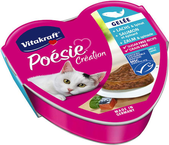 Vitakraft Poesie Nassfutter für Katzen in Tablett mit Lachs und Spinach 85gr