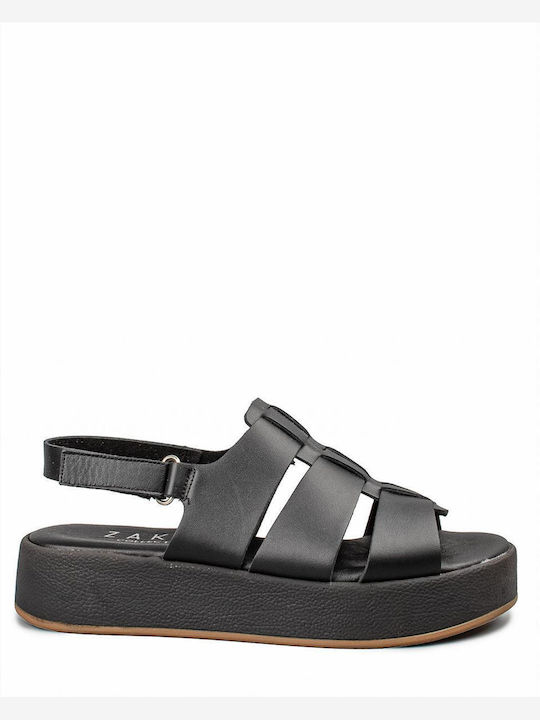 Zakro Collection Women's Flat Sandals Flatforms in Black Color