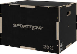 Sportnow Plyometric Jump Box 3 Ύψη Αντιολισθητικό Ξύλο 61-51-41cm Μαύρο