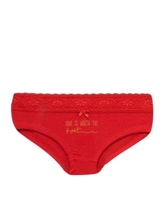Damen Slip mit Spitze Rot