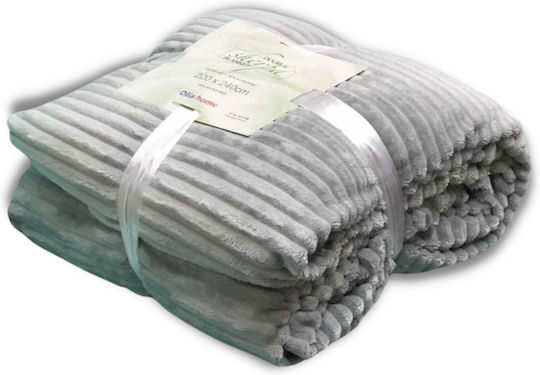 Olia Home Κουβέρτα Fleece Υπέρδιπλη 220x240εκ. Γκρι
