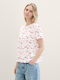 Tom Tailor Damen Bluse Blumen Offwhite Pink