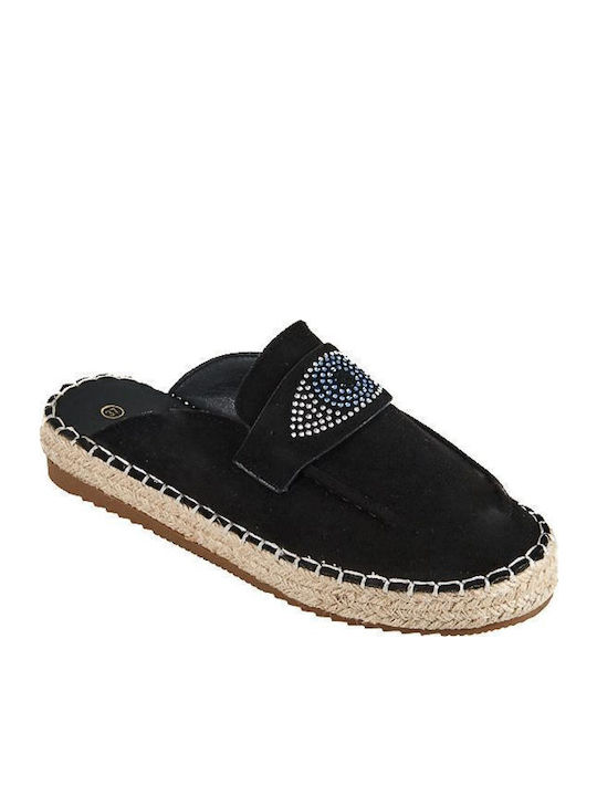 Flat Suede Mules σε Μαύρο Χρώμα
