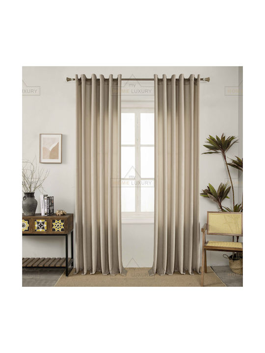 My Home Luxury Grommet Curtain Beige 280x270cm