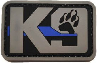 K-9 Blue Line PVC Badge Black Grey