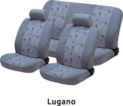 Autoline Deckelsatz Für Autositzbezüge 6Stücke Samt Velour-Jacquard Lugano Grau