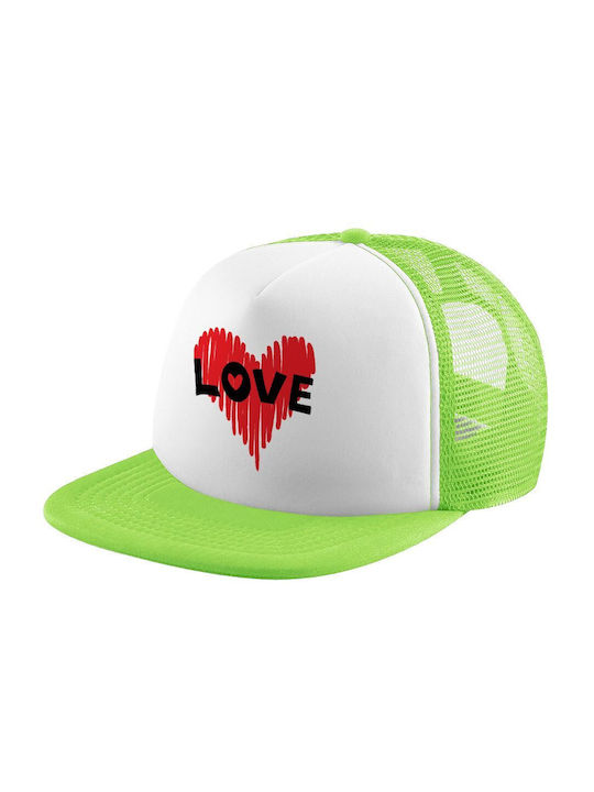 Koupakoupa Kids' Hat Fabric I Love You Red Heart Green