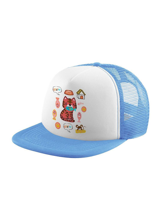 Koupakoupa Kids' Hat Fabric Cats And Fishes Light Blue