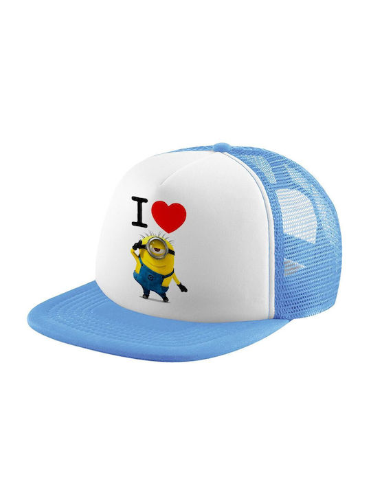 Koupakoupa Kinderhut Stoff I Love By Minion Hellblau