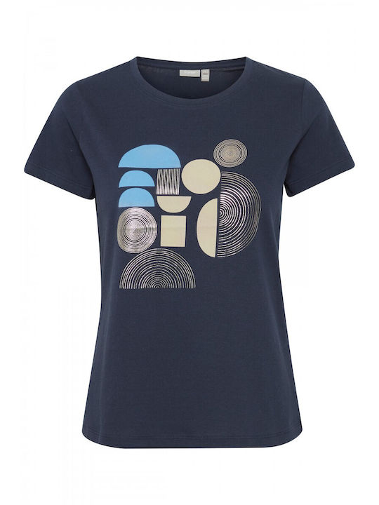 Fransa Damen T-Shirt Navy Blue