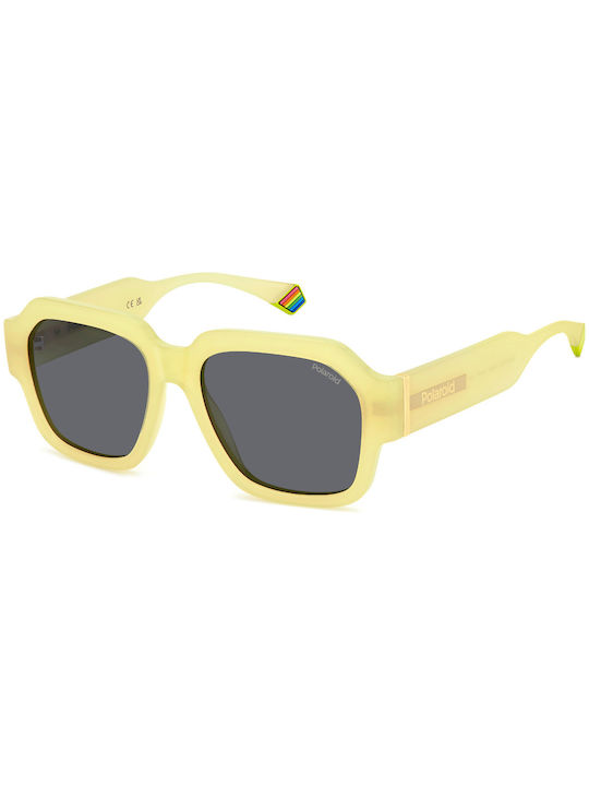 Polaroid Sunglasses with Yellow Plastic Frame and Gray Lens PLD6212/S/X 40G/M9