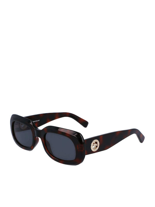 Longchamp Women's Sunglasses with Brown Tartaruga Plastic Frame and Blue Lens LO716S 230