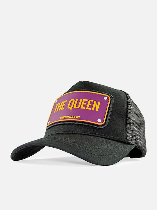 Queen Γυναικείο Μαύρο Jockey Καπέλο Rubber Patch John Hatter & Co