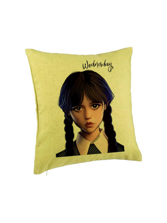 Decorative Pillow Model Wednesday Addams 8 40x40 Cm Green Removable Cover Piping