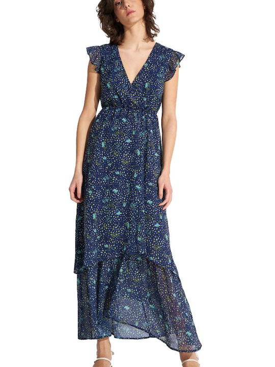 Ale - The Non Usual Casual Maxi Dress with Ruffle Blue