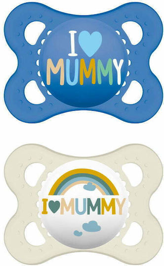 Mam Orthodontic Pacifiers Silicone I Love Mummy - Blue - White for 2-6 months 2pcs