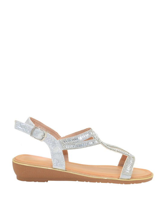 Morena Spain Women's Sandals with Strass & Stones Silver