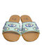 Damen Flache Sandalen in Türkis Farbe