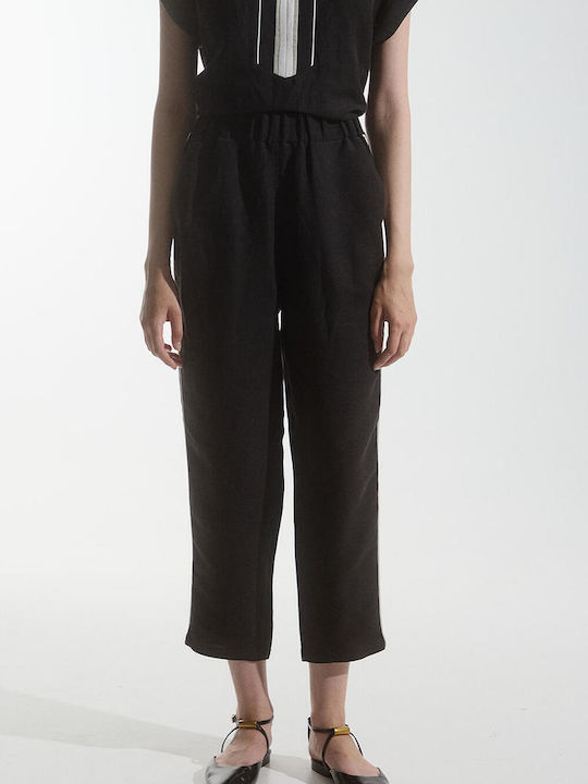 Bill Cost Women's Linen Trousers with Elastic Black