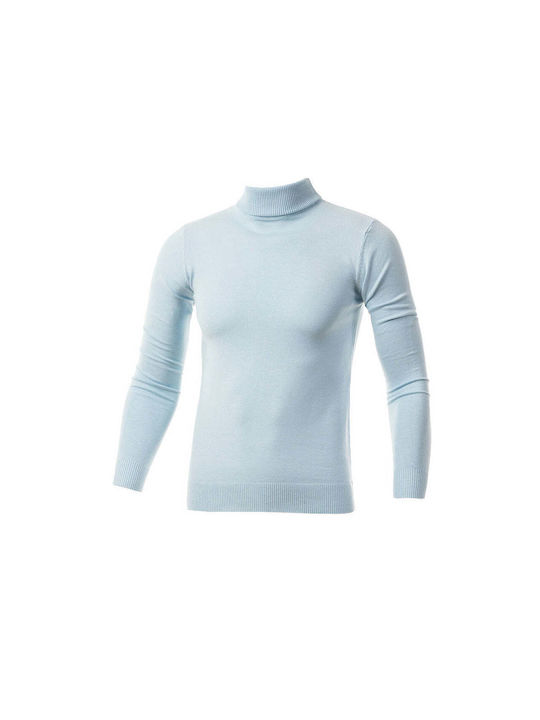 5Evenstar Men's Blouse Turtleneck Light Blue