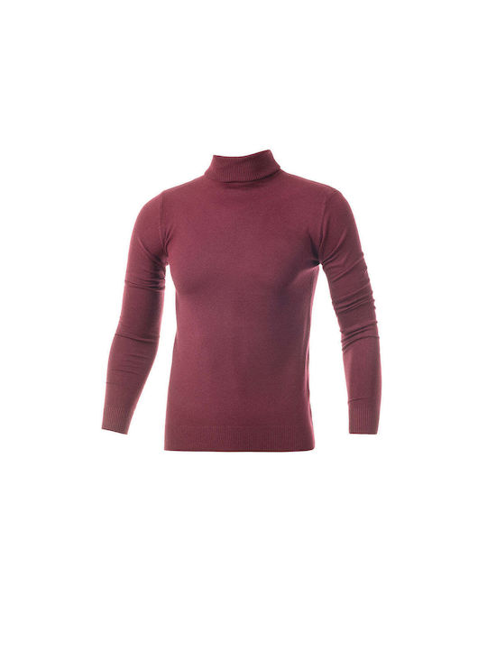 5Evenstar Men's Long Sleeve Blouse Turtleneck Burgundy