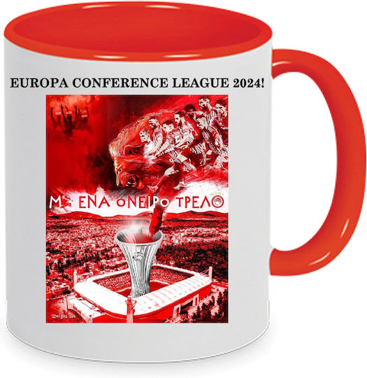 Ολυμπιακός Οσφπ Europa Conference League 2024 Κούπα Κεραμική Κόκκινη 330ml