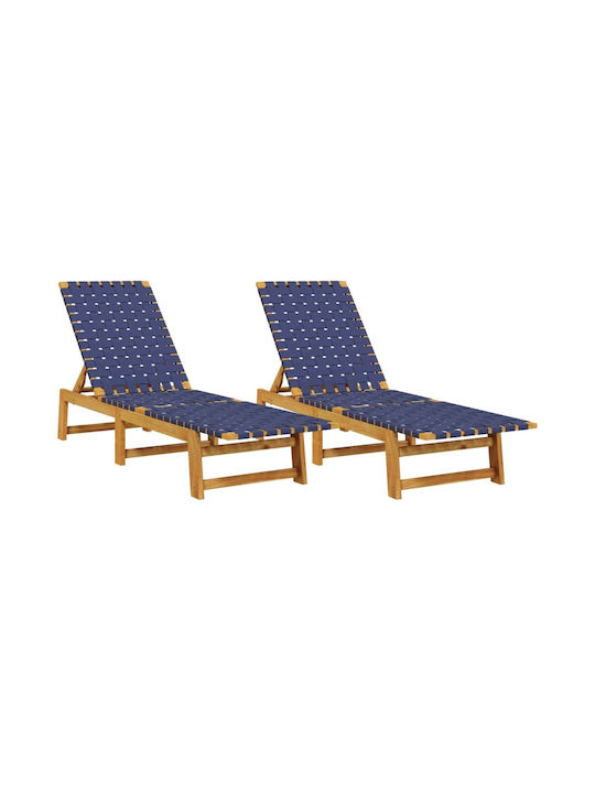 Șezlong Lemn Albastru marin 2buc 201x55x30cm.