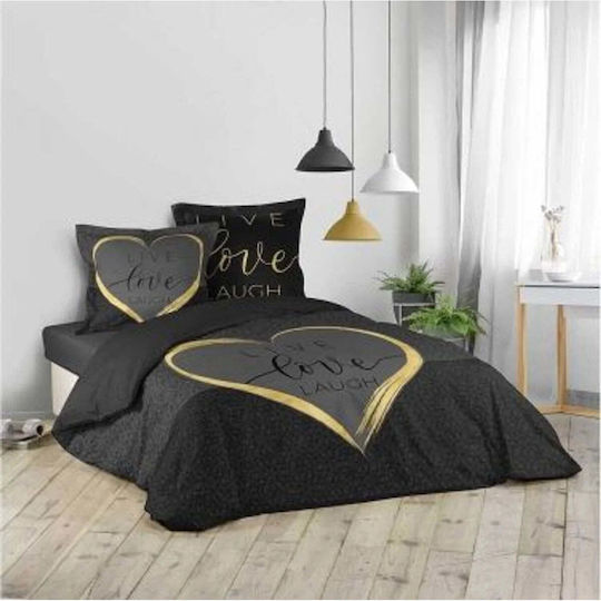 Douceur d'Intérieur Bettbezug Baumwolle Doppelbett 200x200 Crazy Love Schwarz