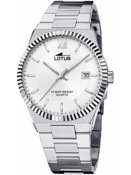 Lotus Watches Мъжки Часовник На Батерия Със Сребрист Ацетален Гривна