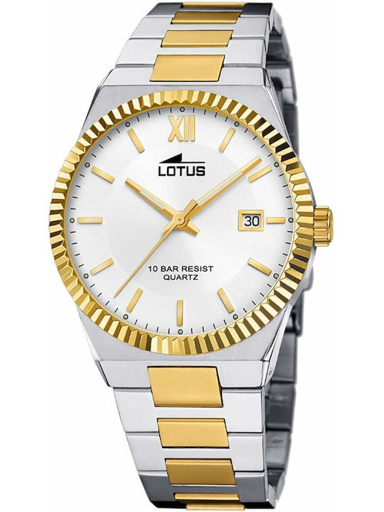 Lotus Watches Herrenuhr 40mm Batterie mit Silber Metallarmband