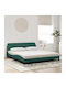vidaXL King Size Bett mit Stoff Dunkelgrün mit Lattenrost & Matratze 180x200cm