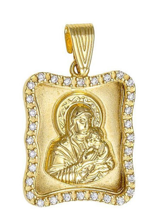Papoulidis Jewellery Висулка Детски Талисман с Дева Мария от Злато 9K FY274