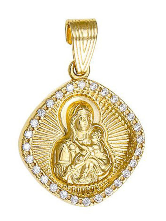 Papoulidis Jewellery Висулка Детски Талисман с Дева Мария от Злато 9K FY278